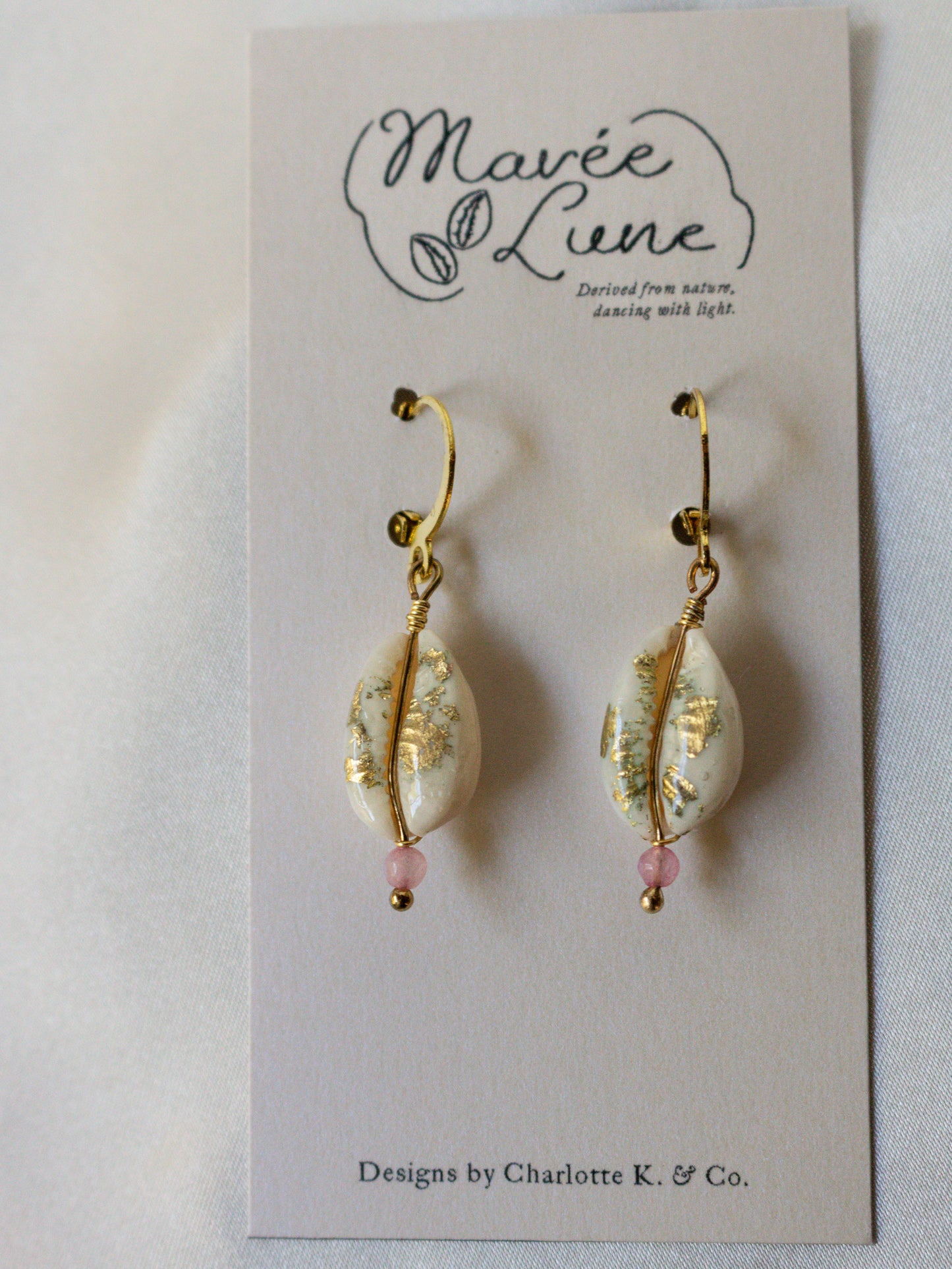 Pink Quartz Shell-Studded Earrings