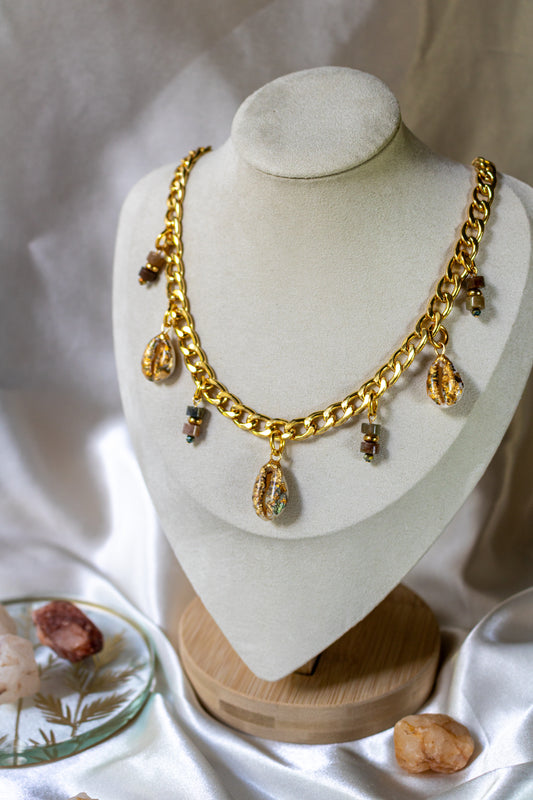 Moss Agate Chunky Curb Necklace